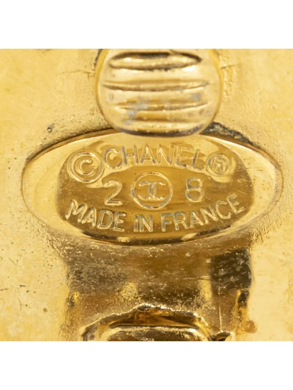Chanel CC Enamel Cube Clip on Earrings Black Gold Plated